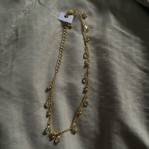 Brand New Yellow Gold Bohemian Waterdrop Cubic Zirconia Decor Ankle Bracelet
